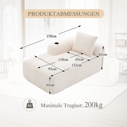 Compact Sofa Soft, Modular Sofa with Side Pocket and Beverage Holder, High Quality Comfort for Long Sitting, Incl. Pillows