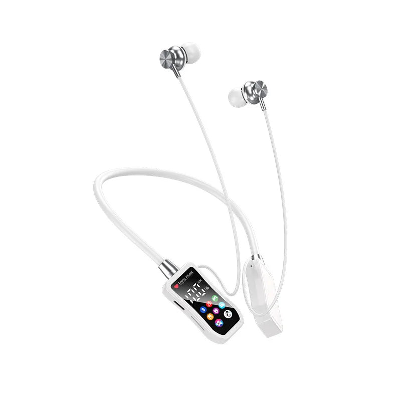 Neck-mounted headphones with HD screen, 48-hour playback time, Bluetooth 5.4 wireless earphones, dedicated for sports and gaming