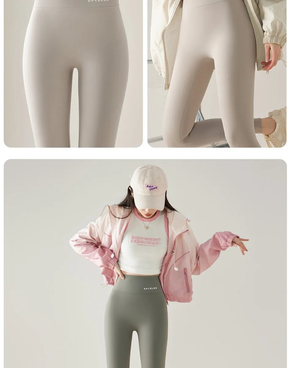 Naked Feeling Yoga Leggings Summer Thin High Waisted Hip Lifting Fitness Leggings Running Cycling Sports Pants Woman Clothing