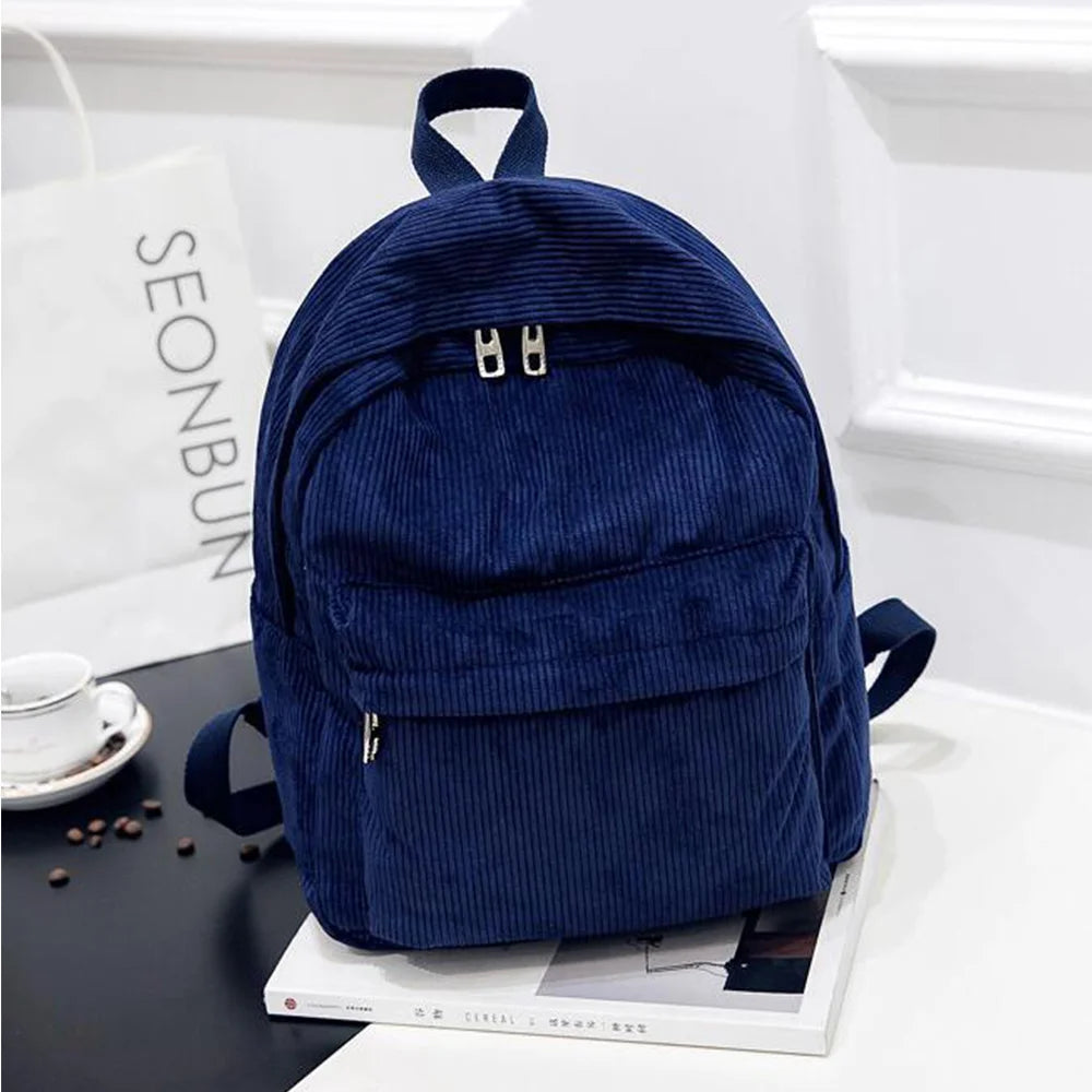 MARKROYAL Pure Color Corduroy Backpack Fashion Women School Backpack Women Backpack Teenger Girl School Bags Female Bagpack