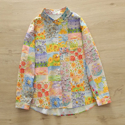 2026 Spring New Women Printed Shirts Long Sleeve Blouses Lazy Lady Tops Casual Female Clothes