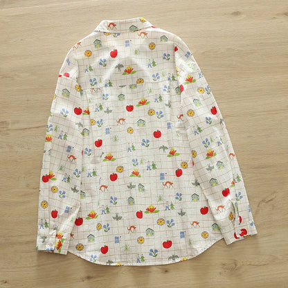 2026 Spring New Women Printed Shirts Long Sleeve Blouses Lazy Lady Tops Casual Female Clothes
