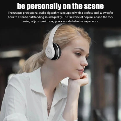 Wireless Headphone 5.3 Bluetooth-Compatible Headsets HiFi Stereo Foldable For All Smartphone with Microphone Support SD Card
