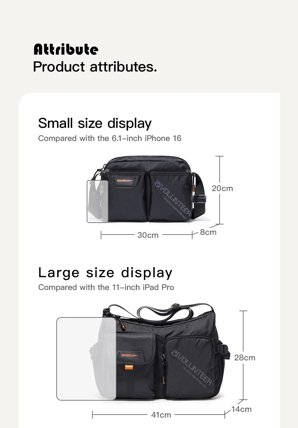 VOLUNTEER Messenger Crossbody Bags for Men Oxford Side Letter Print Fashion Light Weight Protable Versatile Shoulder Bag 1802-18