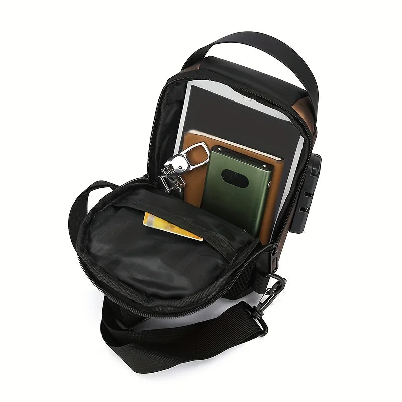 Sac à bandoulière élégant pour hommes – Tissu Oxford durable, sac de poitrine à bandoulière avec poche pour téléphone, fermeture