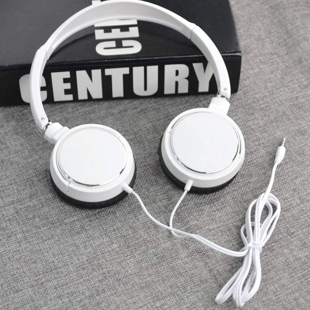 3.5mm Wired Headphones Foldable Adjustable Headphones Bass Stereo Fashion Music Earphones Supplies for MP3 Host All Smartphones