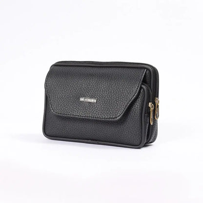 PU Leather Men Small Waist Bag Solid Color Bum Belt Pack Casual Fanny Business Waist Bag Men Travel Sports Belt Bum Phone Pouch