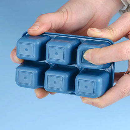 Easy to Disassemble Square Ice Cube Tray Ice Cream Mold for Household Kitchen Tools, Silicone Ice Cube with Detachable Lid
