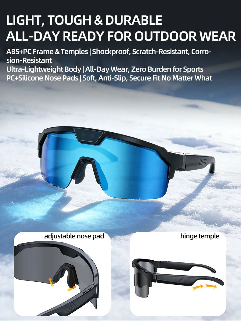 2026 New AI Smart Sports shooting&amp;recording Glasses 800W Camera HD Anti-shake Bicycle Riding Shooting Artifact Windproof Goggles