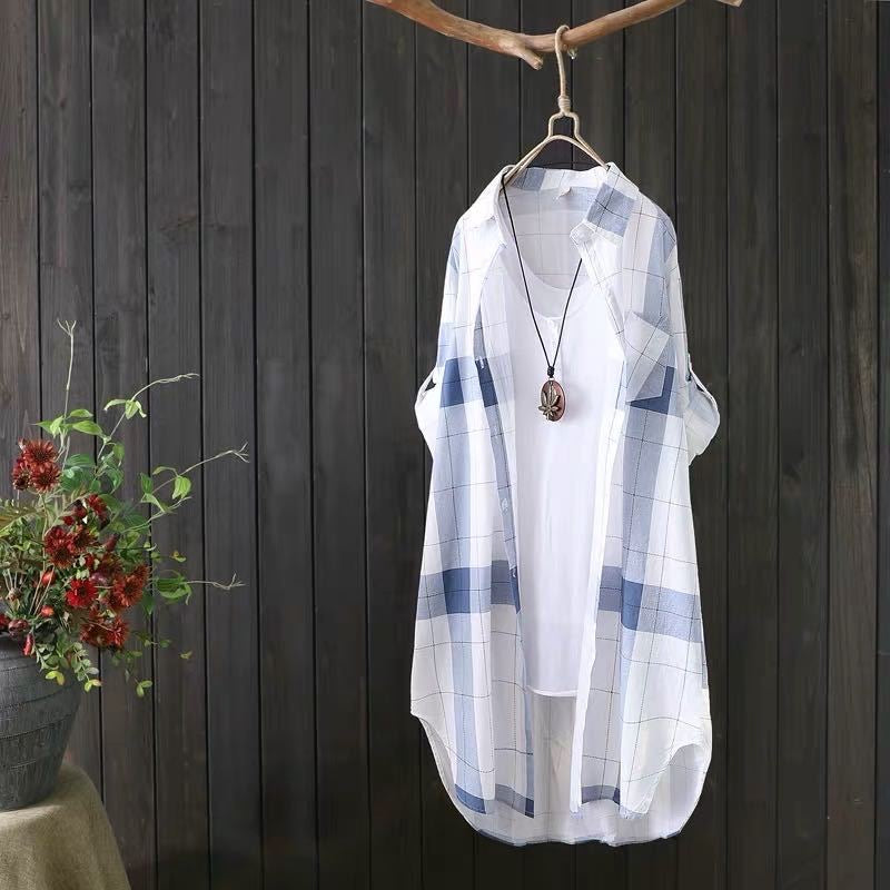 Print Letter Medium Long Blouses Loose Shirts Female Summer Beach Sunscreen Women Tops Women's Casual Street Style
