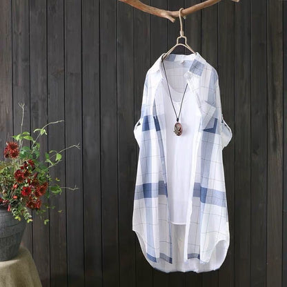 Print Letter Medium Long Blouses Loose Shirts Female Summer Beach Sunscreen Women Tops Women's Casual Street Style