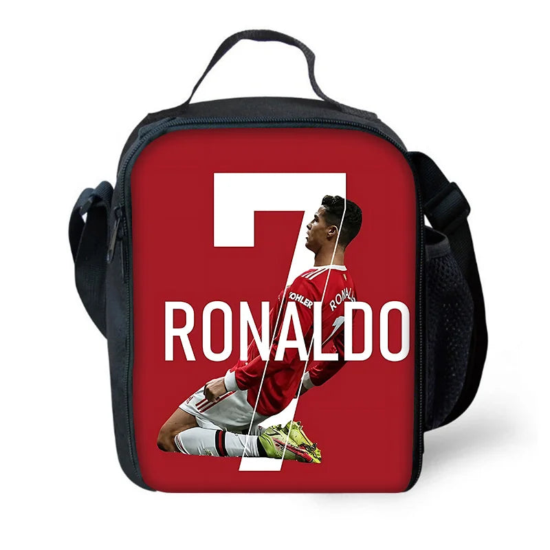 Child School Football R-RonaldoS CR7 Backpack with Lunch Bags ,Pencil Bags ,School Bags for Boys Girls Best Gift