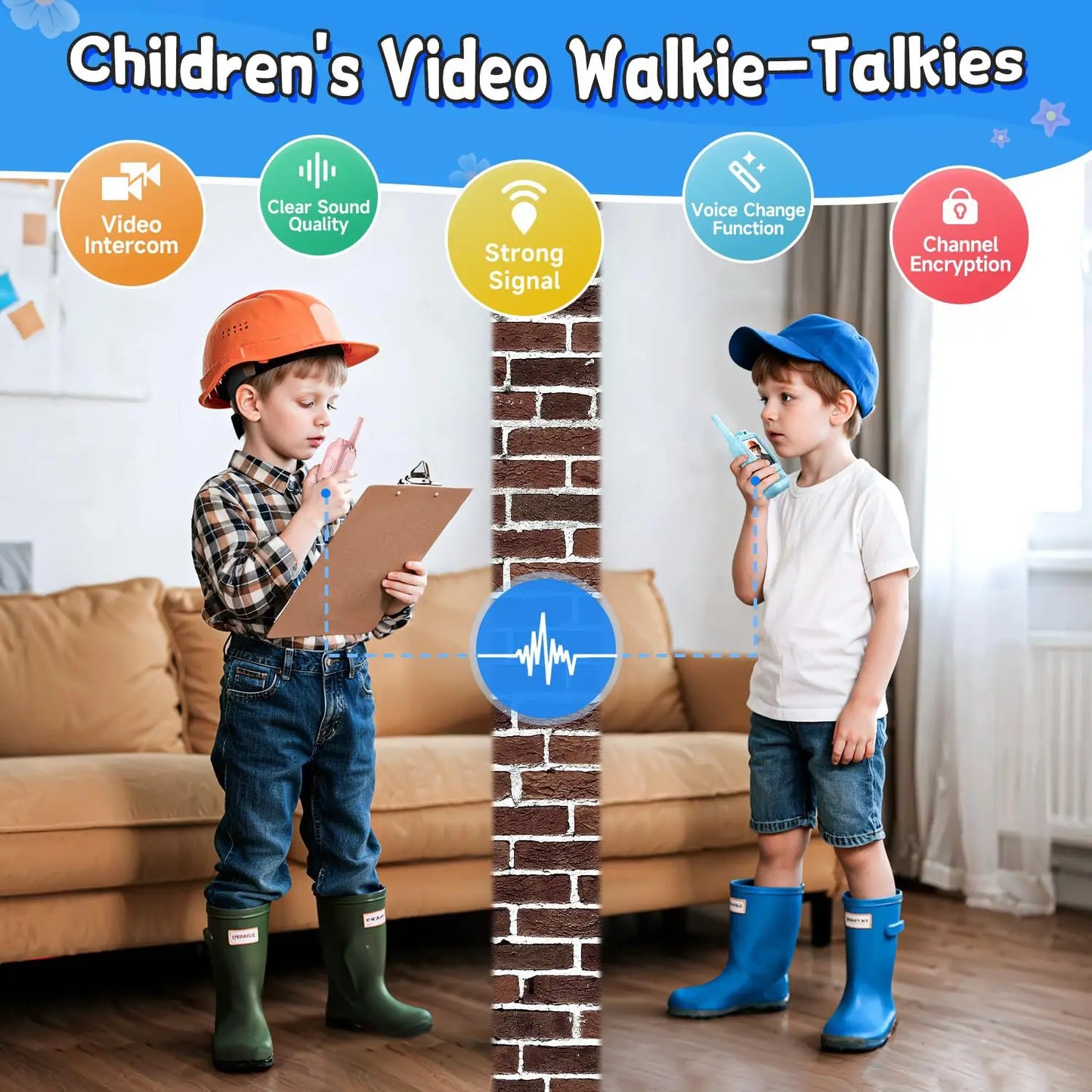 1Pair Kids Video Walkie Talkie Toy Rechargeable Interphone With HD Camera & Voice Changer Educational Interactive For Boy Girl