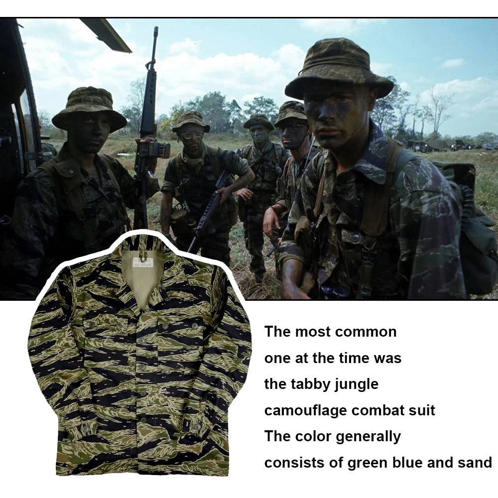 Tiger Jacket Vietnam Suit Tabby Striped Top and Pants Replica World War II Equipment Casual Training Suit WW2