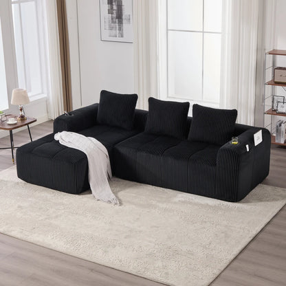 Compact Sofa Soft, Modular Sofa with Side Pocket and Beverage Holder, High Quality Comfort for Long Sitting, Incl. Pillows