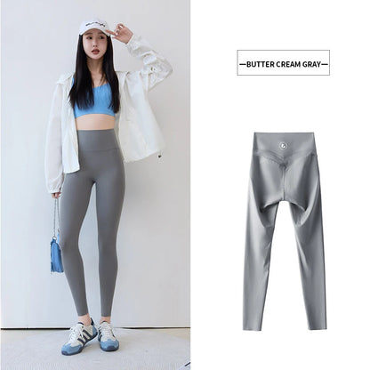 BIVIGAOS Spring New Double V 3D Curve Sharkskin Leggings Women High Waist Tight Slim Sports Fitness Push Up Leggings Yoga Pants