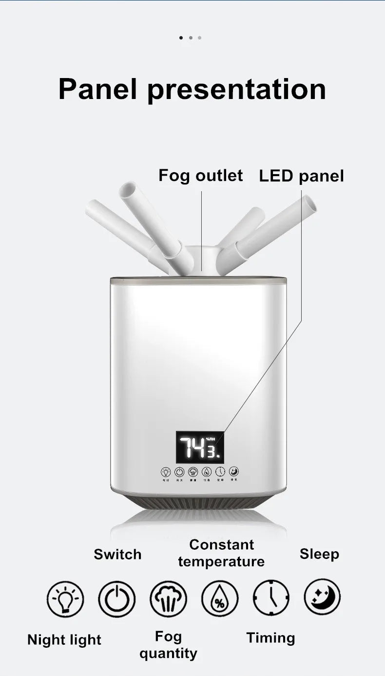 3L Humidifiers High-capacity Electric Humidifiers Double Nozzle Diffuser Bedroom Cool Mist Maker Night Lamp Purification