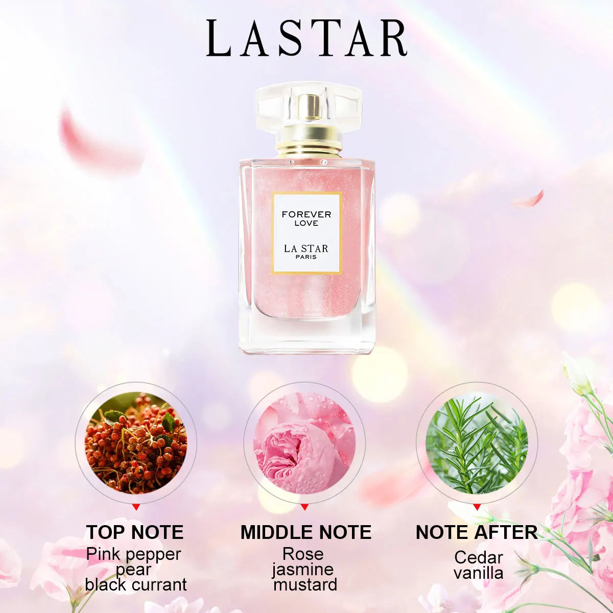LASTAR Women's Long-lasting Perfume , Two bottles Totaling 110ml/3.72fl oz, Rose &Jasmine Fragrance,Christmas/New Year Gifts