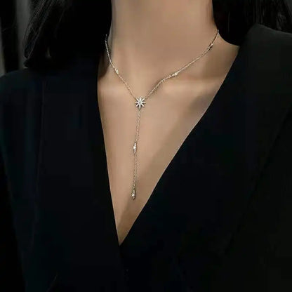 New 925 Sterling Silver Star Necklace Simple Personality Charm Long Choker Birthday Gift Women's Fine Jewelry