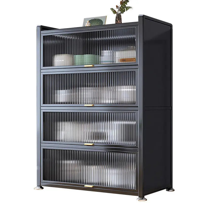 Sideboard Cabinet Locker Kitchen Shelf Floor Multi-Layer Home Living Room Microwave Oven with Door Storage Cabinet