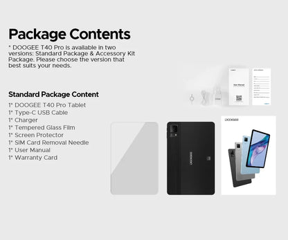 World Premiere DOOGEE T40 Tablet 11" IPS 2.5K Display 8GB 512GB Android 14 Helio G99 8580mAh 18W Charge Hi-Res Quad Speakers