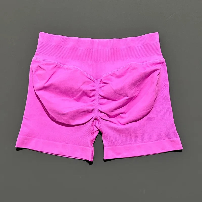 HISTELLO Women Sports Impact Shorts Seamless Low Waist Scrunch Bum Butt Lifting Stretch Gym Yoga Workout Fitness Short Leggings
