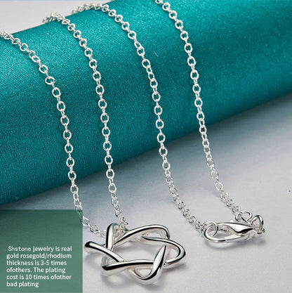 New 16-30 Inch O-Chain 925 Sterling Silver Hexagram Pendant Necklace For Women Bridal Wedding Accessories Birthday Charm Jewelry