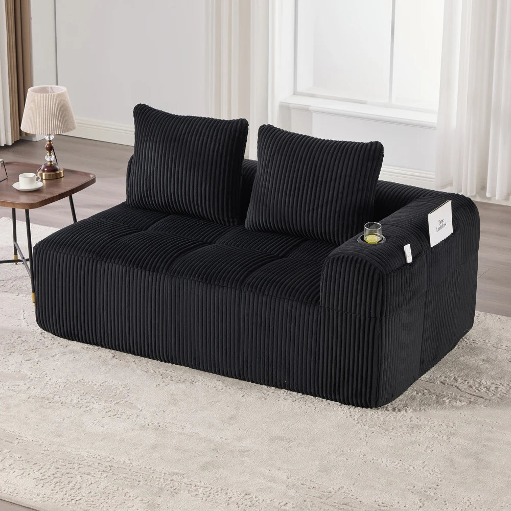 Compact Sofa Soft, Modular Sofa with Side Pocket and Beverage Holder, High Quality Comfort for Long Sitting, Incl. Pillows