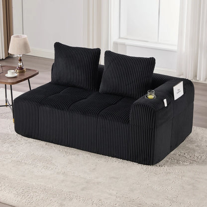 Compact Sofa Soft, Modular Sofa with Side Pocket and Beverage Holder, High Quality Comfort for Long Sitting, Incl. Pillows