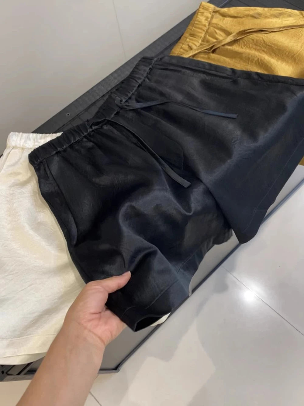 Women's Solid Color Satin Ice Silk Texture Shorts Summer Versatile Elastic Waist Loose Smooth Female Casual Versatile Hot Pants