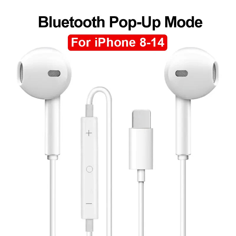 Headphones For iPhone 16 15 Pro Max 14 13 12 11 Mini USB-C Lightning Wired Earphones iPhone X XS XR 7 8 6 Plus Phone Accessories