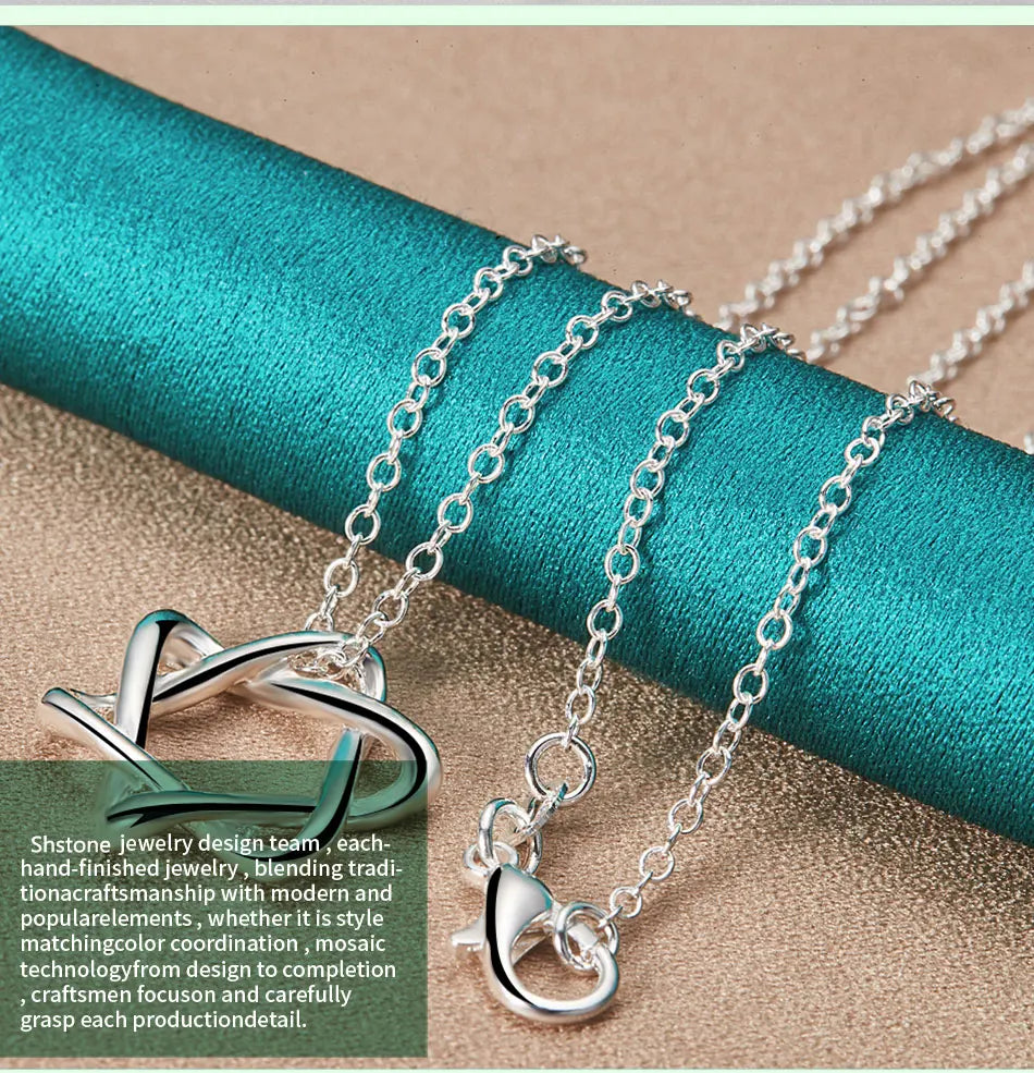 New 16-30 Inch O-Chain 925 Sterling Silver Hexagram Pendant Necklace For Women Bridal Wedding Accessories Birthday Charm Jewelry