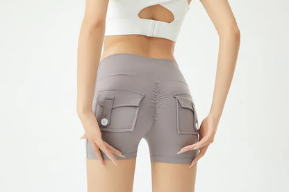 Peach Butt Fitness Shorts Women's Exercise Three-Quarter Pants Cargo Air Dry Pocket Yoga  Tight  Lift Summer