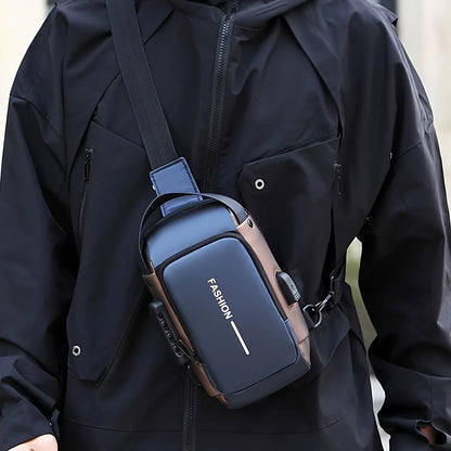 Sac à bandoulière élégant pour hommes – Tissu Oxford durable, sac de poitrine à bandoulière avec poche pour téléphone, fermeture