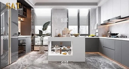 %a Wardrobe Armoire Bedroom Island with Glass Top, Glass Display Shelf &amp; 6 Drawers, Wooden Closet Storage Cabinet with Open She