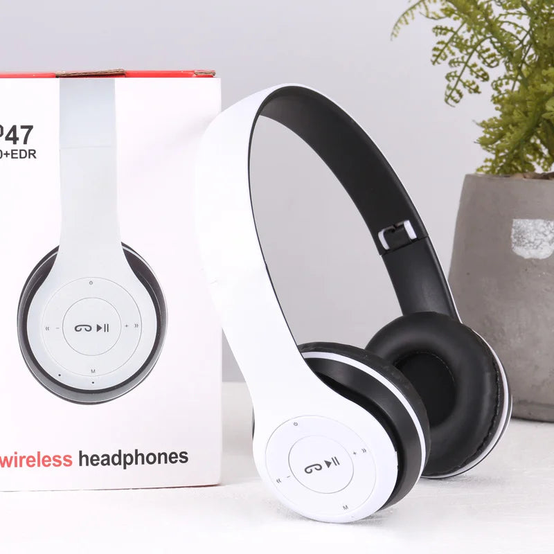 Wireless Bluetooth Headphones Head Mounted P47 Foldable Bass Sport Earphones Universal for Mobile Computer PC Gaming Running Gym