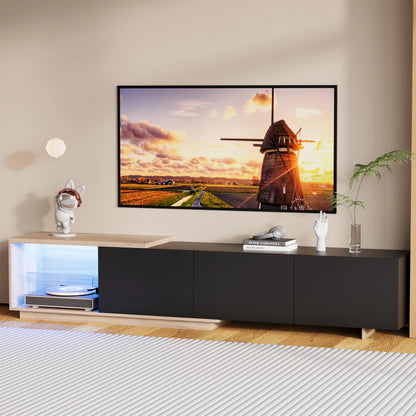 Comanlai 240cm Modern TV Cabinet with LED Lights  Living Room TV Cabinet with 3 Drawers and Open Storageextendable TV Stands
