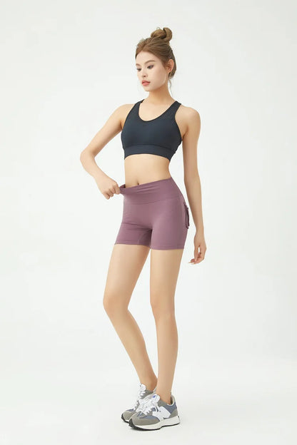 Peach Butt Fitness Shorts Women's Exercise Three-Quarter Pants Cargo Air Dry Pocket Yoga  Tight  Lift Summer