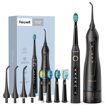 Fairywill Electric Sonic Toothbrush &amp; Water Flosser USB Charge Waterproof 5 Modes 3 Brush Heads Toothbrushes Teeth Cleaner
