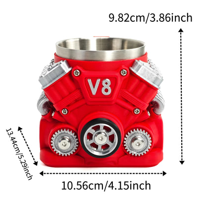 V8 Engines Stainless Steel Coffee Mug Creative Resin Water Cup Funny V6 Engines Wine Cup Coffee Cup Water Container Accessories