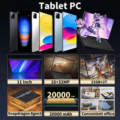 2025 Global Version PAD 7S Pro Snapdragon 8GEN3 Android 14 Tablet 11 Inch HD 22 GB+2 TB 20000 mAh 5G Dual SIM Wifi Tables PC