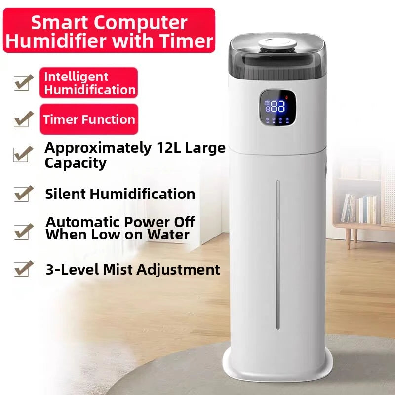 12L Intelligent Floor-Standing Humidifier Bedroom Living Room Office Three-Use Allergic Crowd Humidifier Winter Dry Skin Savior