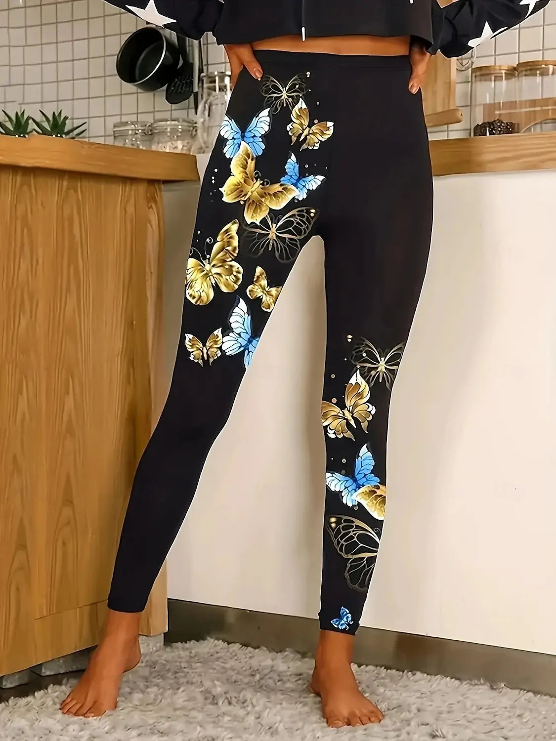 Women's Leggings Fashion Graphic Butterfly Pants Trousers Polyester Spandex Stretch Elastic Waist,Control Fall Y2K StreetwearS