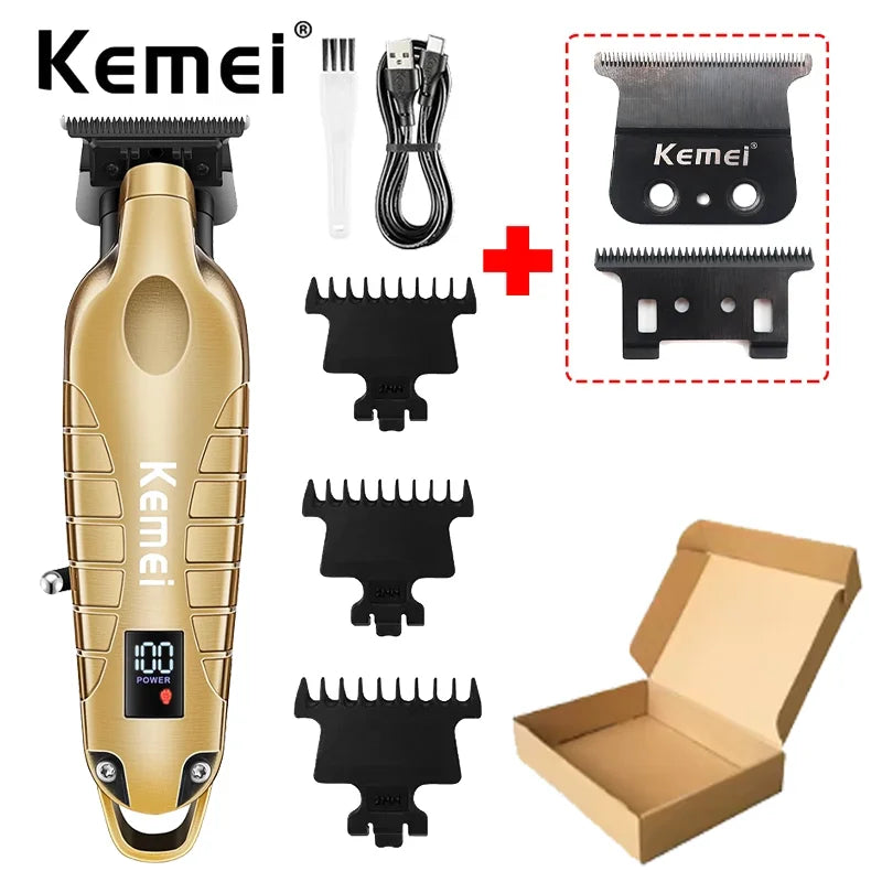 Kemei 2293 Professional Hair Beard Trimmer Men Barber Rechargeable Finish Hair Cutting Machine Zero Gapped Cordless Hair Clipper