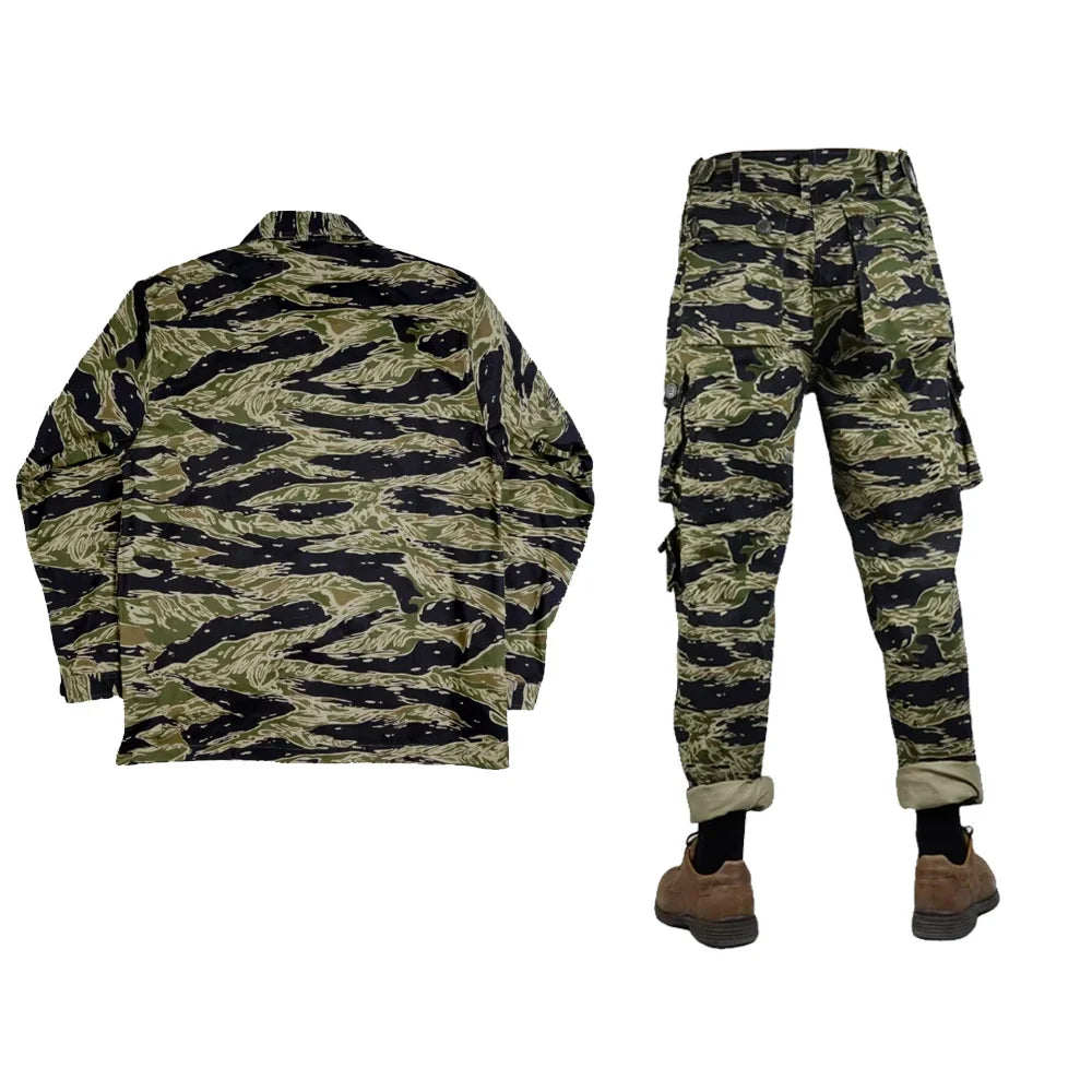 Tiger Jacket Vietnam Suit Tabby Striped Top and Pants Replica World War II Equipment Casual Training Suit WW2