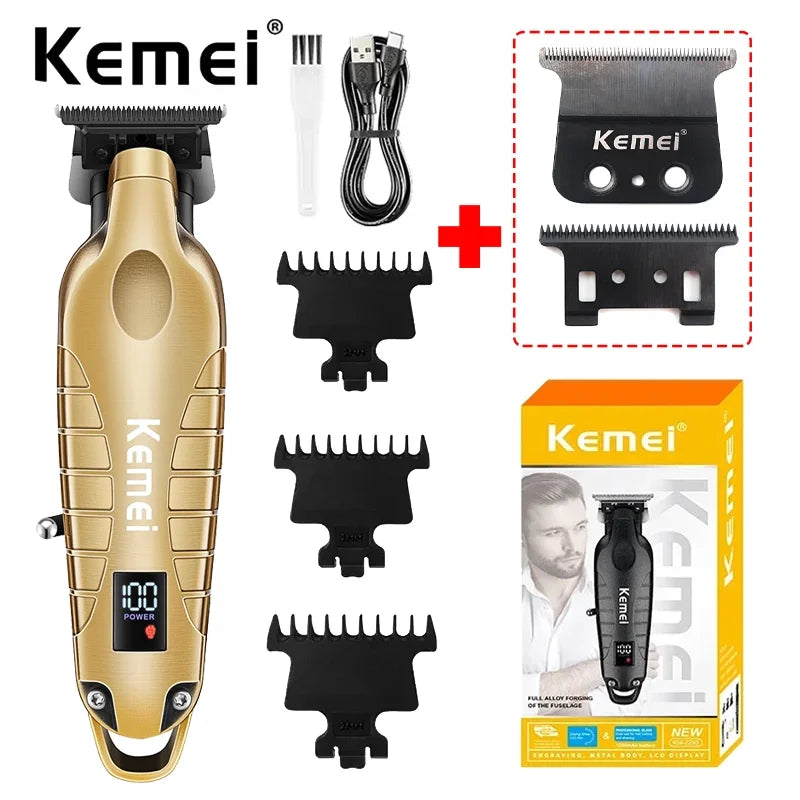 Kemei 2293 Professional Hair Beard Trimmer Men Barber Rechargeable Finish Hair Cutting Machine Zero Gapped Cordless Hair Clipper