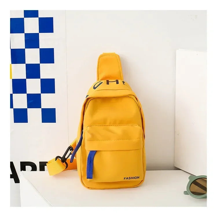 Cool kids bags for boys. Contrast color chest bag for little boys to go out Canvas messenger bag for coins