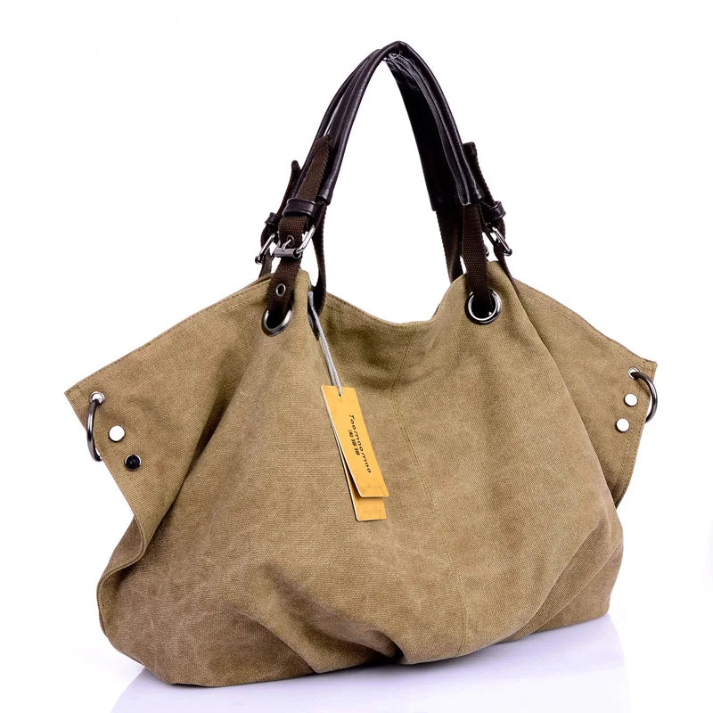Casual Women Canvas Shoulder Bag Travel Messenger Bag Large Capacity Tote Top-handle Bag Women Crossbody Bags Sac A Mains Femme
