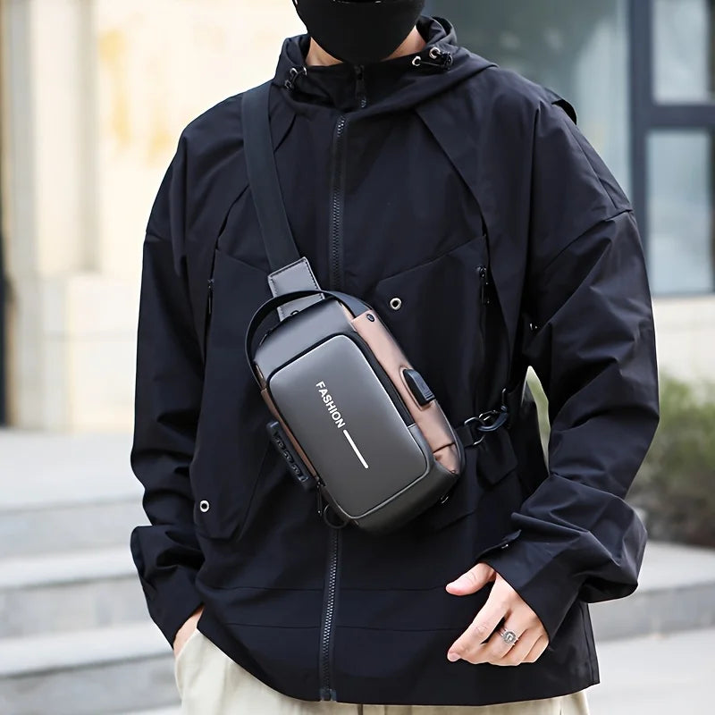 Sac à bandoulière élégant pour hommes – Tissu Oxford durable, sac de poitrine à bandoulière avec poche pour téléphone, fermeture