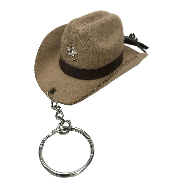 Cowboy Hat Keychain Sturdy and Fashionable Leather Cowboy Key Rings Accessory Drop Shipping